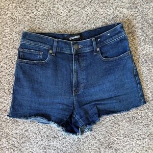 Express Blue Jean Shorts with Frayed Hem